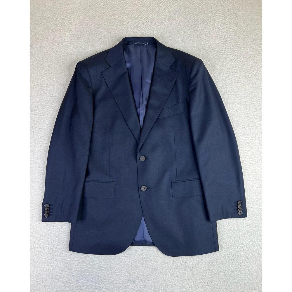 Suitsupply Suit Jacket Mens 40S Navy Blue Wool Lazio Slim Fit Super 110s